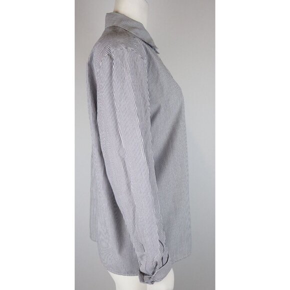 WOMEN'S STRIPED FLORAL EMBROIDERED BUTTON UP SHIRT - BAXTER & WELLS - SIZE 14 - Picture 5 of 10